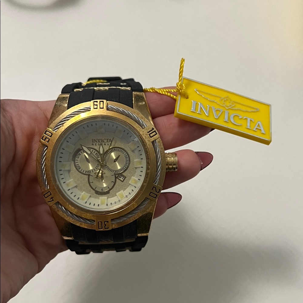 Invicta Gold and Black Chronograph Watch